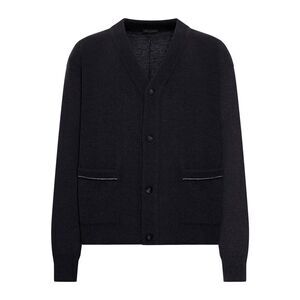Roberto Collina Men Wool Cardigan With Contrast Stitching